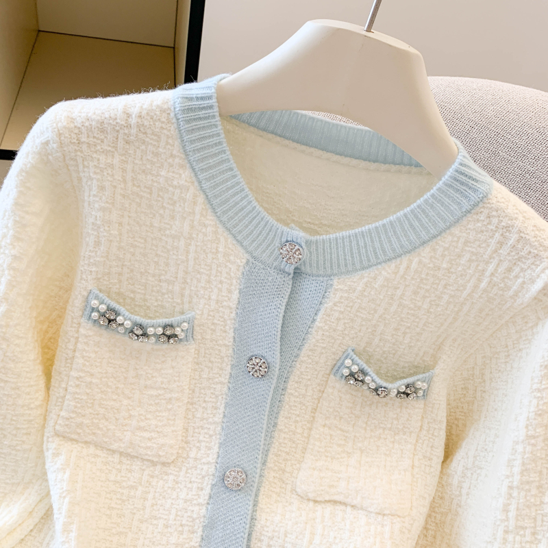 Temperament diamond tops chanelstyle sweater for women