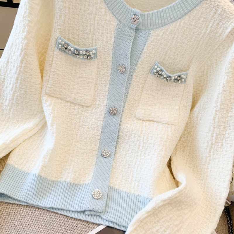 Temperament diamond tops chanelstyle sweater for women