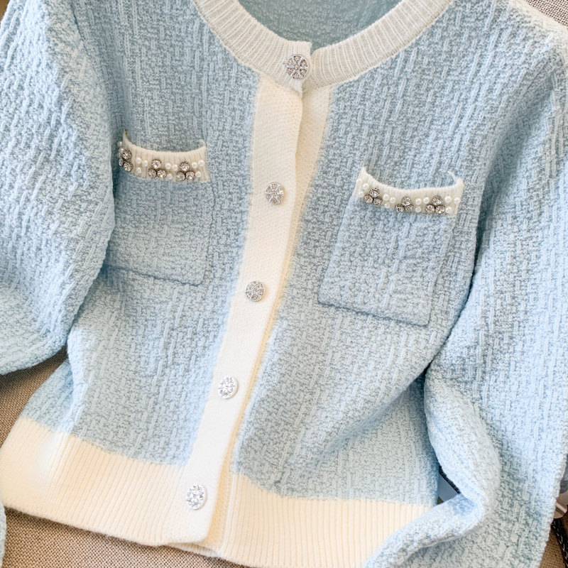 Temperament diamond tops chanelstyle sweater for women