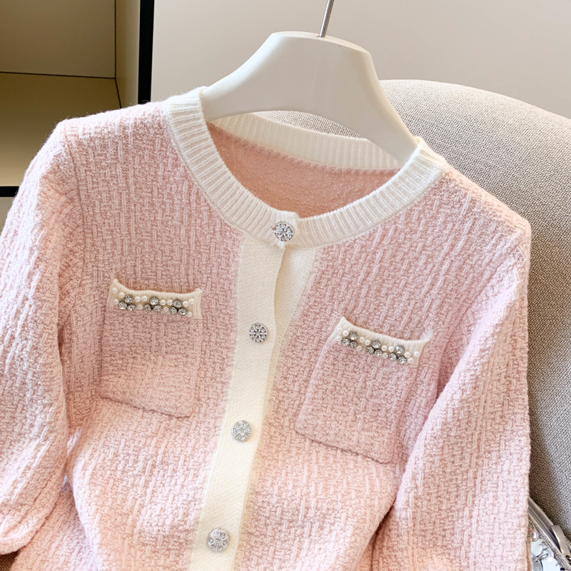 Temperament diamond tops chanelstyle sweater for women