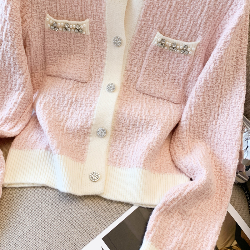Temperament diamond tops chanelstyle sweater for women