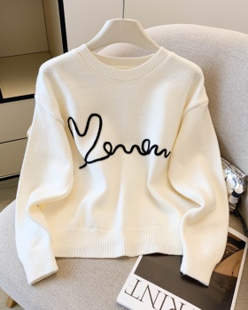Embroidery all-match tops Casual sweater for women