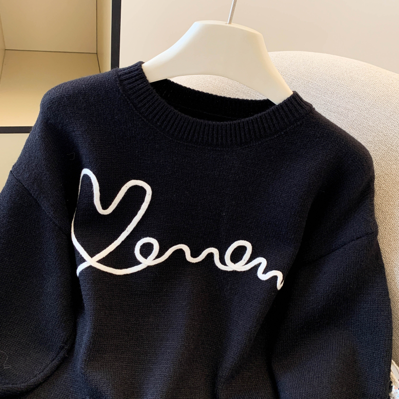 Embroidery all-match tops Casual sweater for women