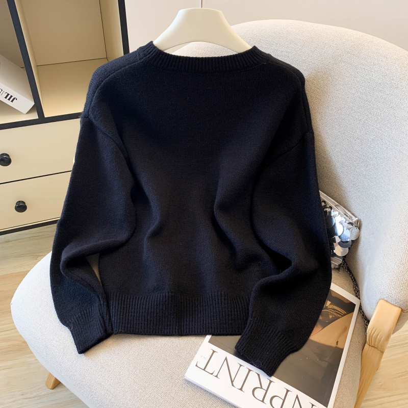 Embroidery all-match tops Casual sweater for women