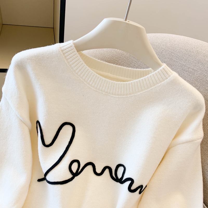 Embroidery all-match tops Casual sweater for women