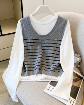 Long sleeve vest Korean style tops 2pcs set for women