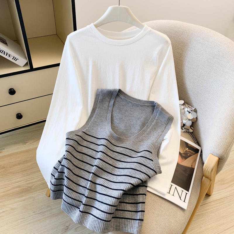 Long sleeve vest Korean style tops 2pcs set for women