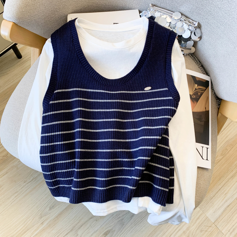 Long sleeve vest Korean style tops 2pcs set for women