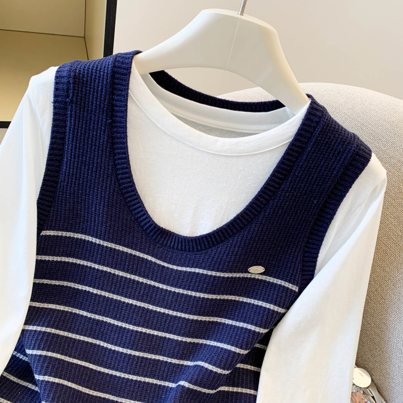 Long sleeve vest Korean style tops 2pcs set for women