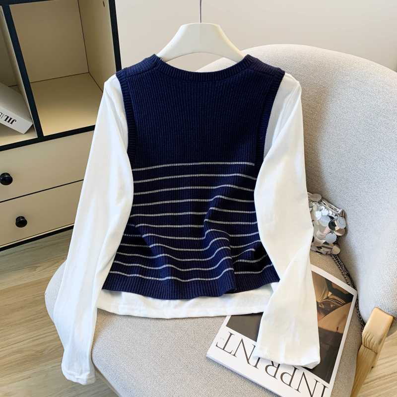 Long sleeve vest Korean style tops 2pcs set for women