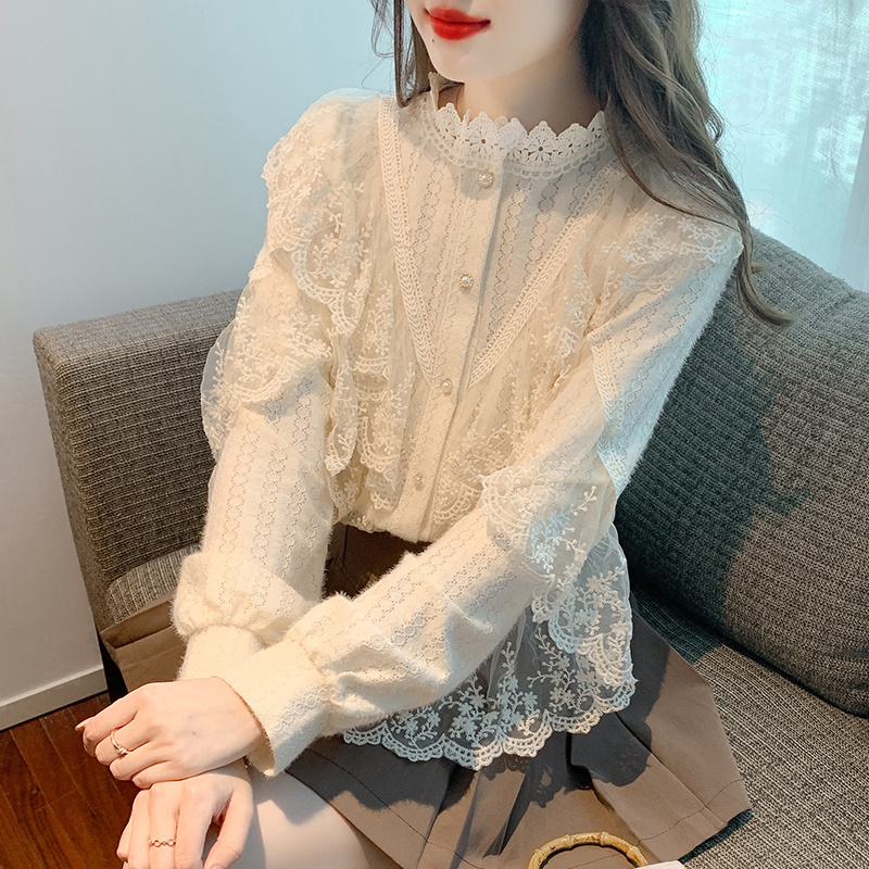 Korean style shirts lace bottoming shirt for women