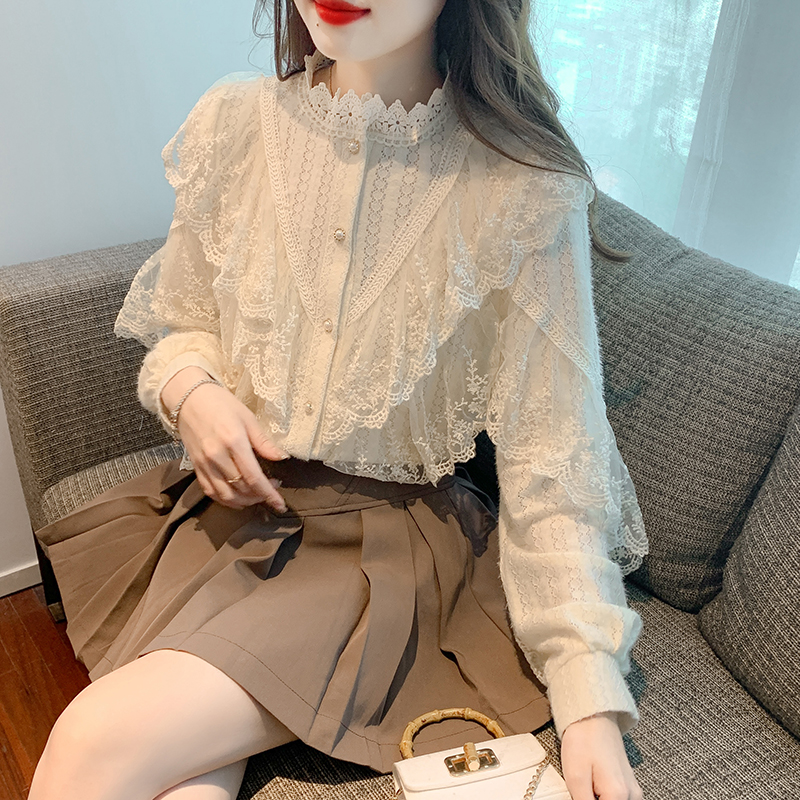 Korean style shirts lace bottoming shirt for women