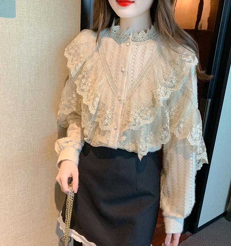 Korean style shirts lace bottoming shirt for women