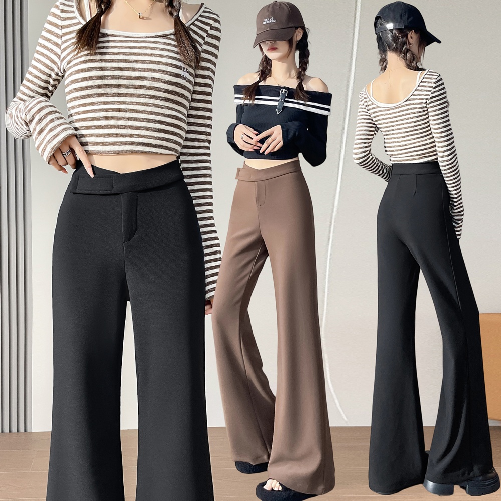 High waist slim pants all-match velcro stretch pants