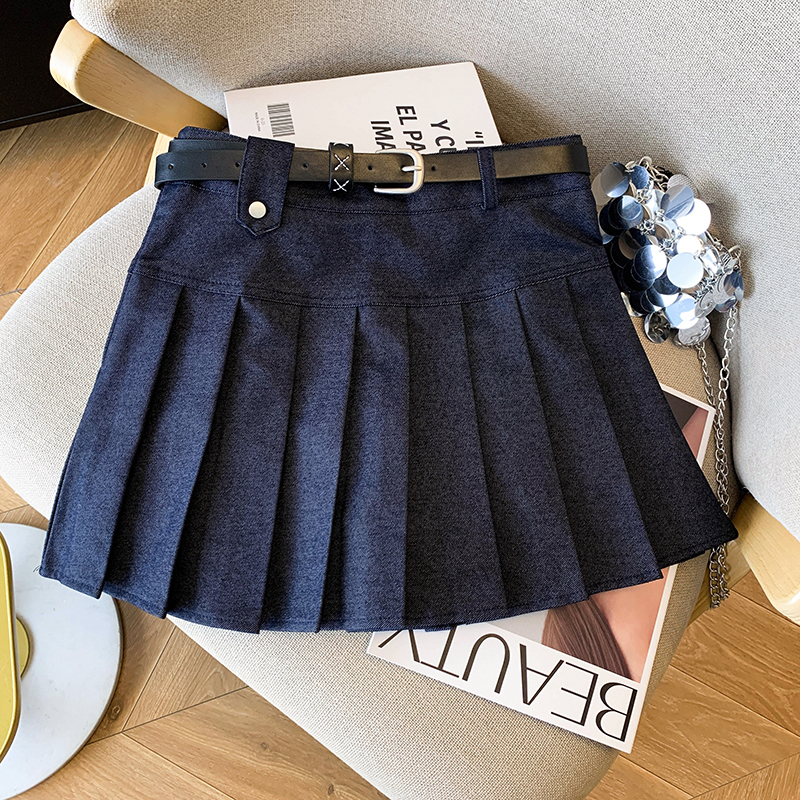Pleated A-line slim high waist Korean style all-match skirt