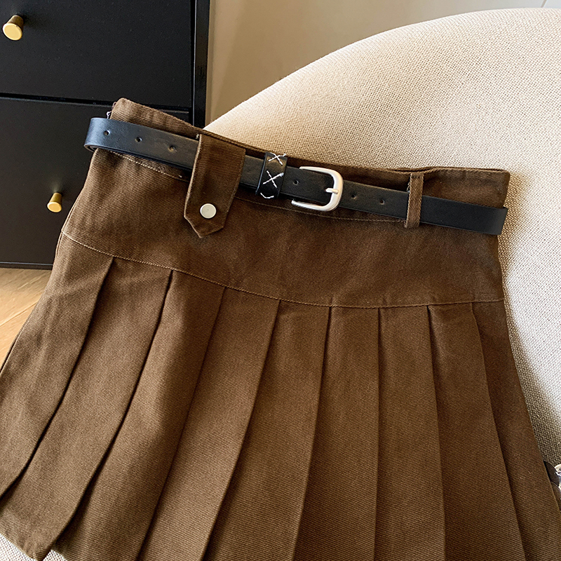 Pleated A-line slim high waist Korean style all-match skirt