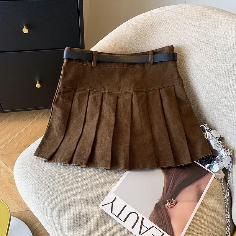 Pleated A-line slim high waist Korean style all-match skirt