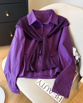 Outside the ride shawl loose shirt 2pcs set for women