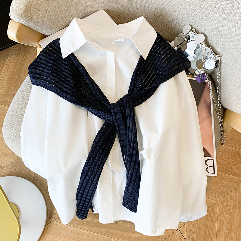Outside the ride shawl loose shirt 2pcs set for women