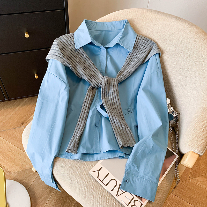 Outside the ride shawl loose shirt 2pcs set for women