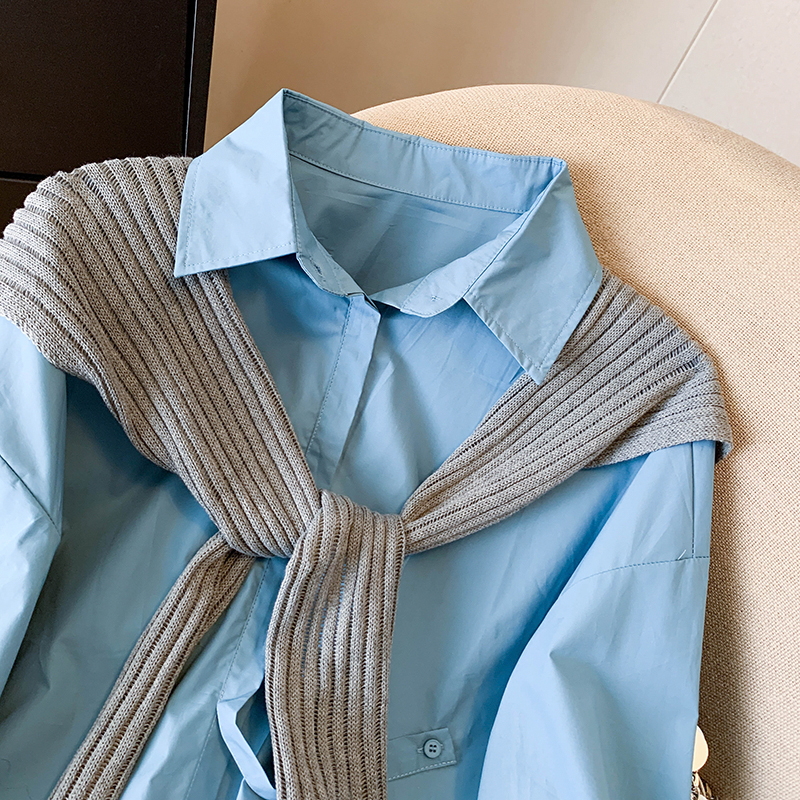 Outside the ride shawl loose shirt 2pcs set for women