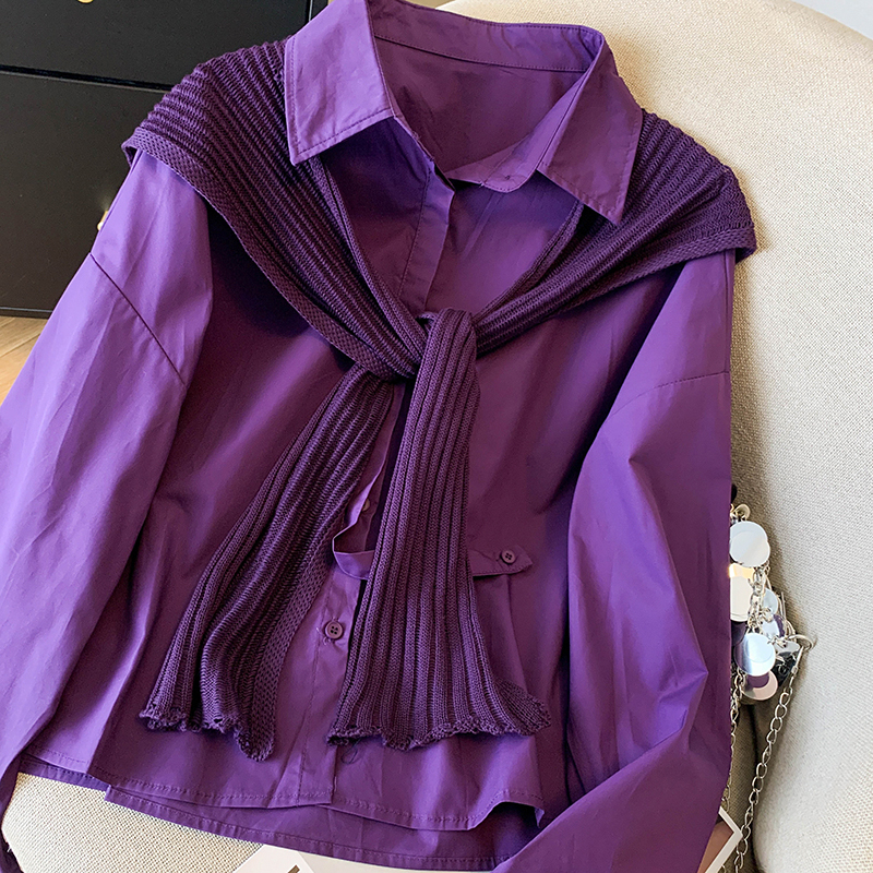 Outside the ride shawl loose shirt 2pcs set for women