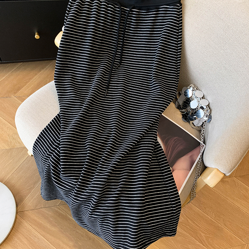 All-match long skirt stripe long dress for women