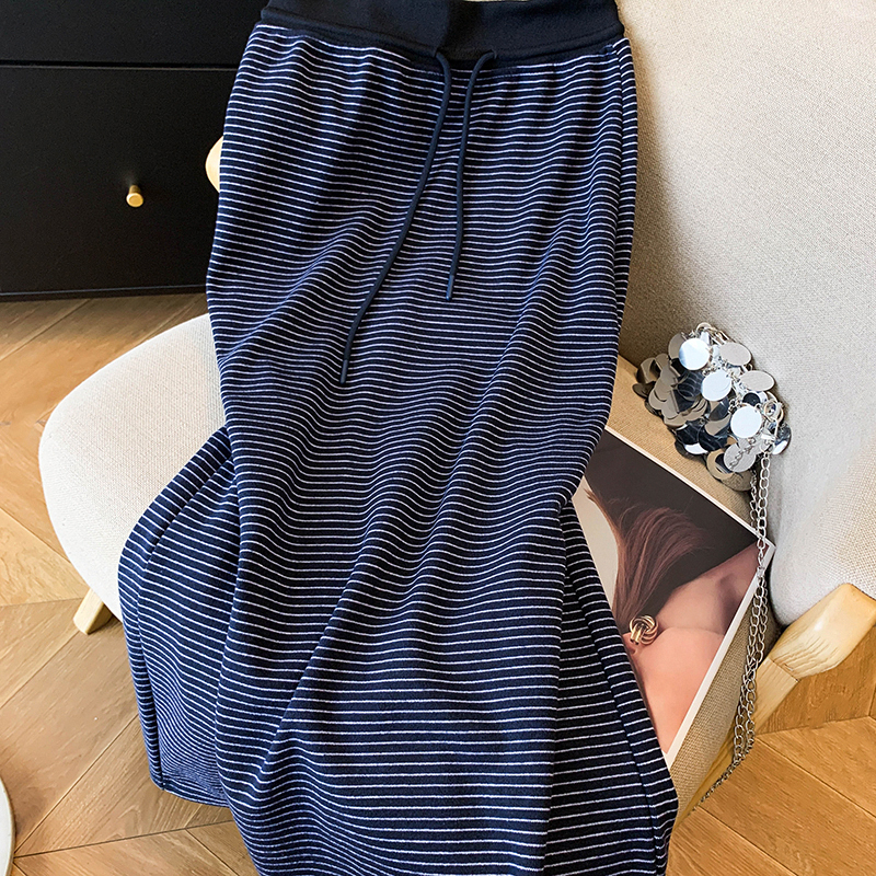 All-match long skirt stripe long dress for women