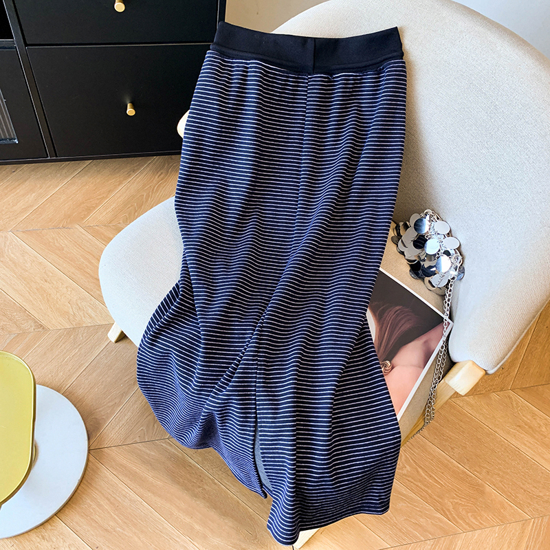 All-match long skirt stripe long dress for women