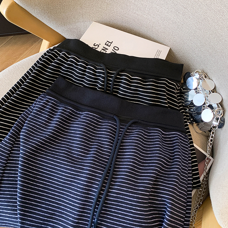 All-match long skirt stripe long dress for women