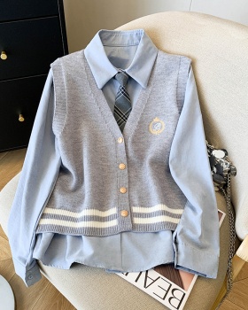 Autumn and winter shirt waistcoat 2pcs set