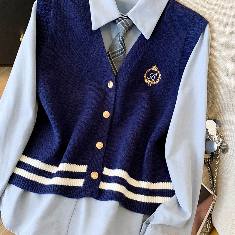 Autumn and winter shirt waistcoat 2pcs set