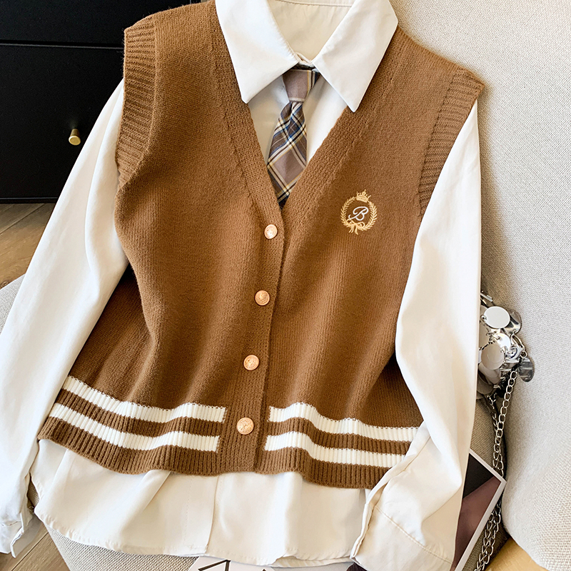Autumn and winter shirt waistcoat 2pcs set