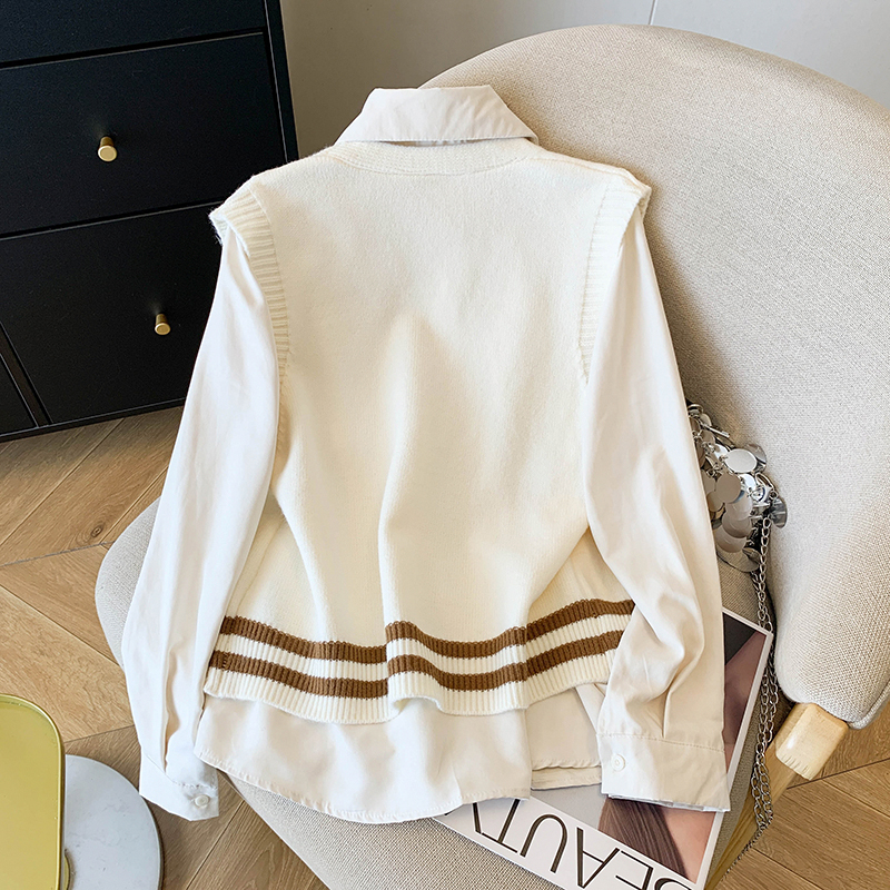 Autumn and winter shirt waistcoat 2pcs set