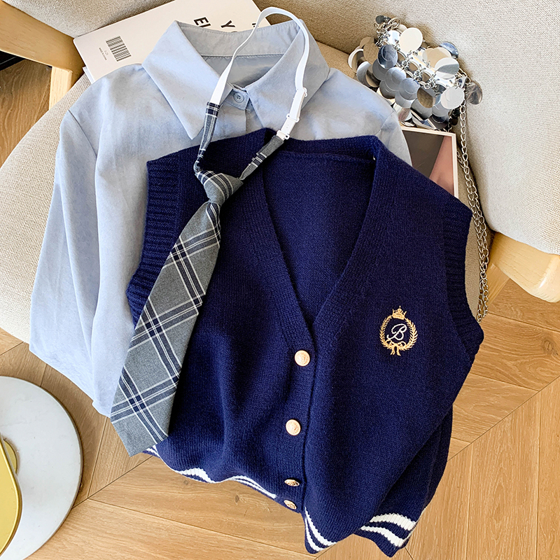 Autumn and winter shirt waistcoat 2pcs set