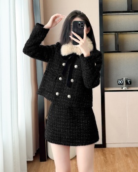 Coarse flower skirt coat 2pcs set for women