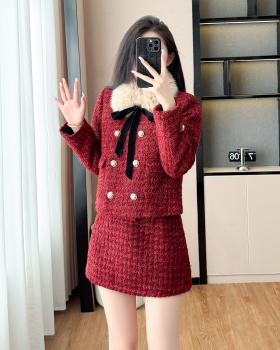 Plus cotton skirt winter coat 2pcs set for women