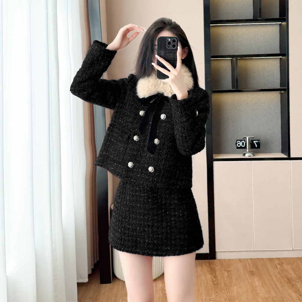 Plus cotton skirt winter coat 2pcs set for women