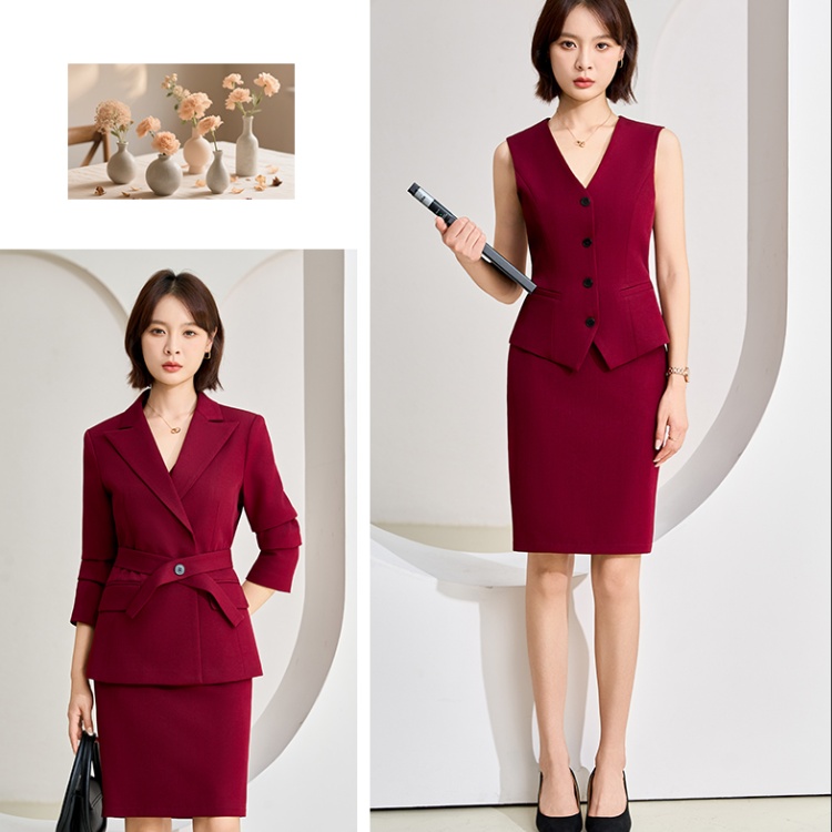 Slim temperament business suit commuting autumn coat 3pcs set