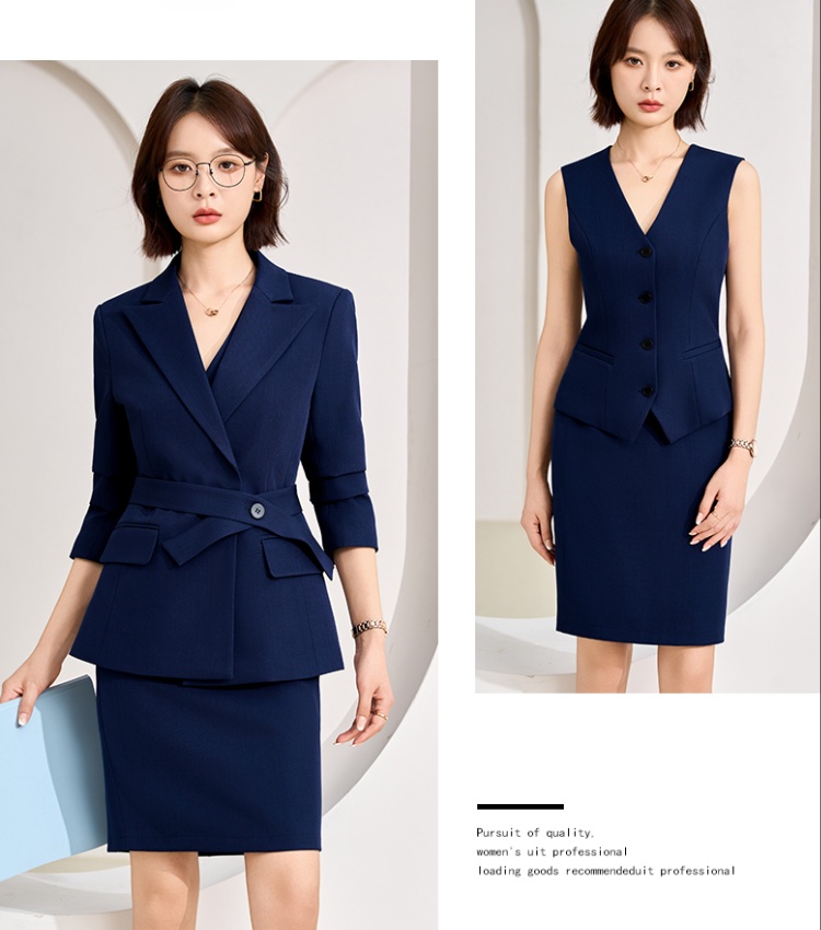 Slim temperament business suit commuting autumn coat 3pcs set