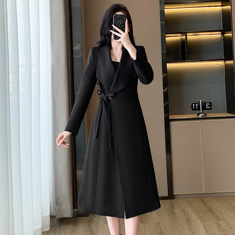 Autumn and winter long coat temperament tops for women