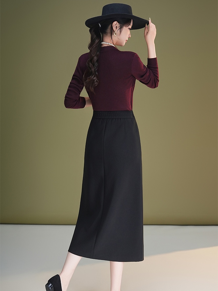 Long loose elasticity high waist slim skirt for women