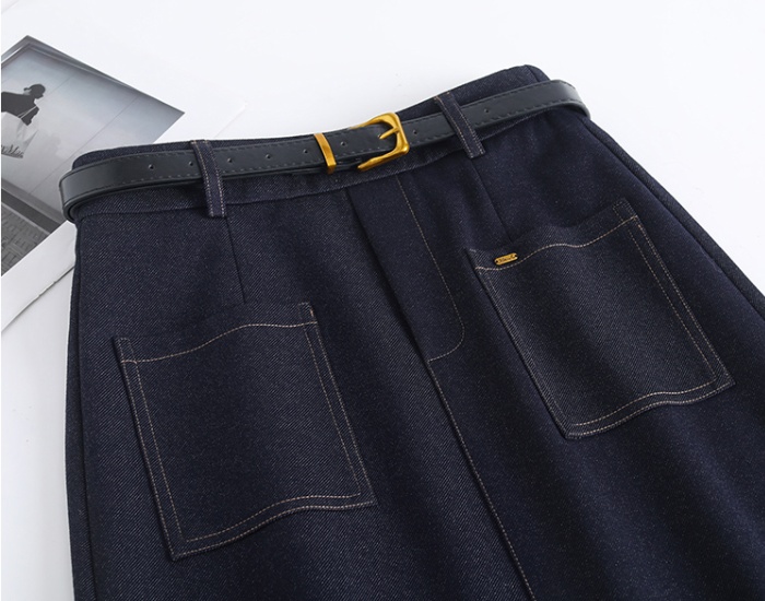 Slim high waist skirt denim straight one step skirt