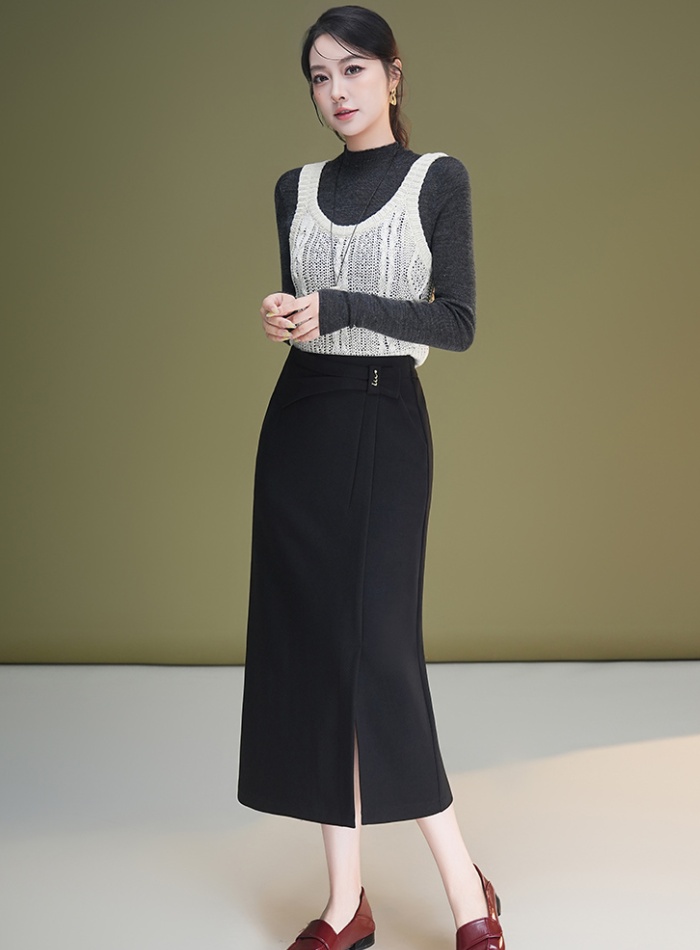 Autumn split one step skirt package hip slim skirt