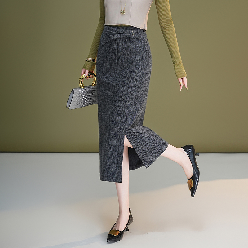 Autumn split one step skirt package hip slim skirt