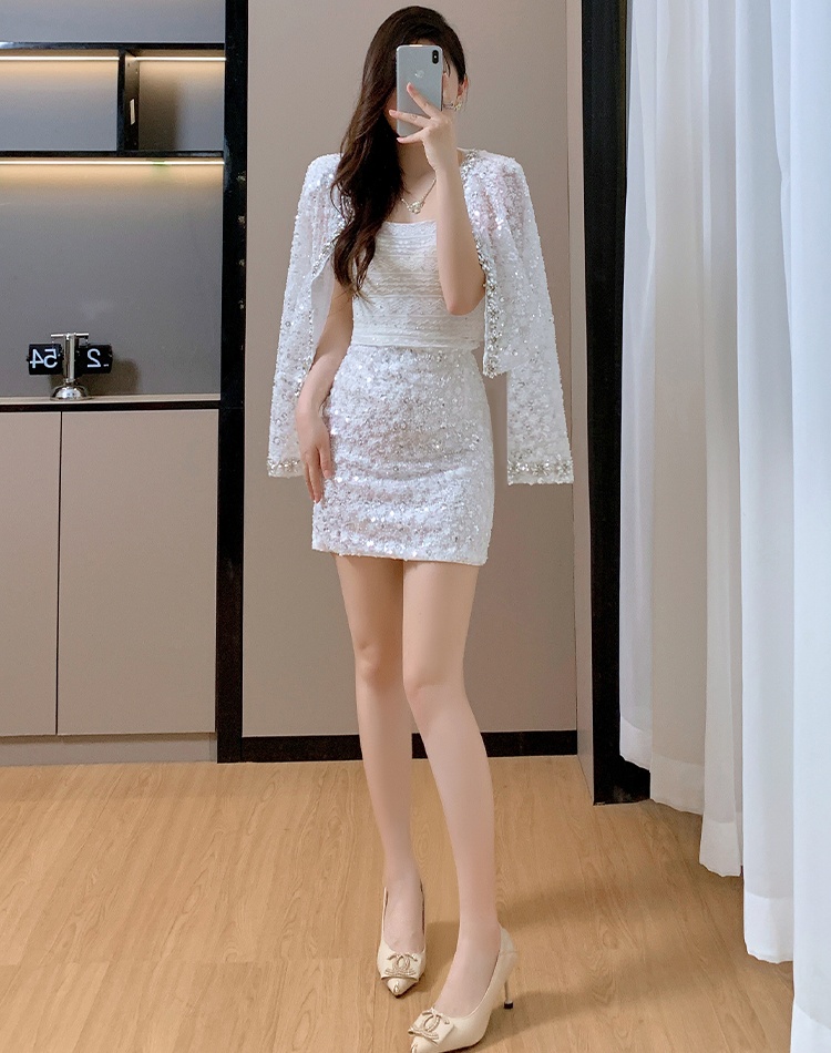 Stereoscopic jacket short skirt 2pcs set for women