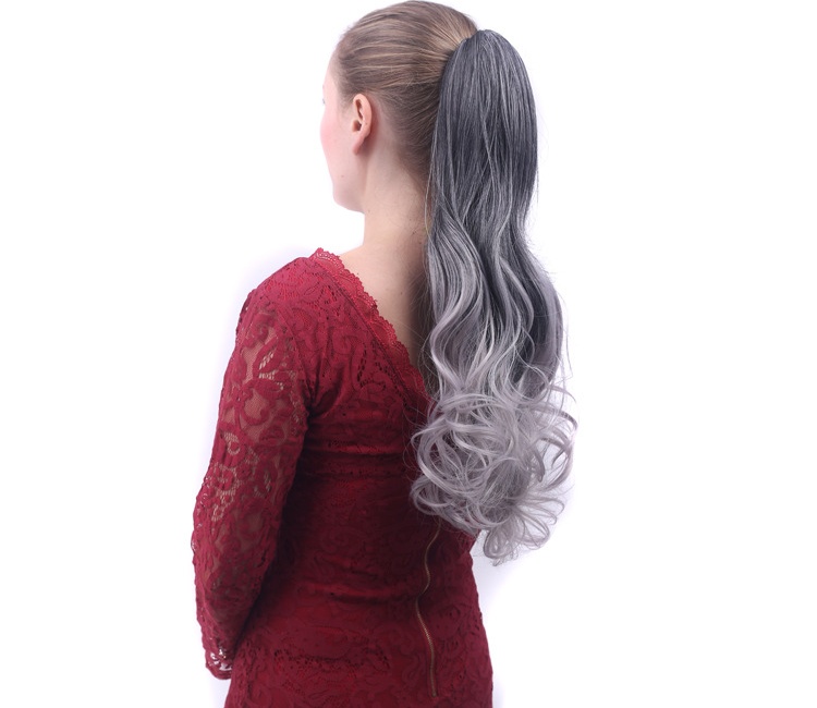 Colorful colors fake horsetail big waves gripper curly hair