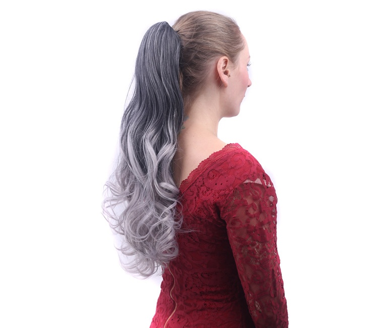 Colorful colors fake horsetail big waves gripper curly hair