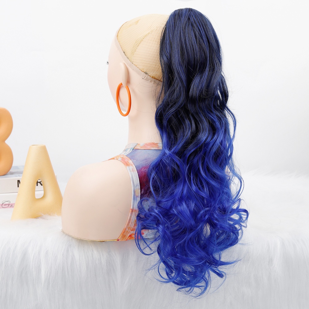 Colorful colors fake horsetail big waves gripper curly hair