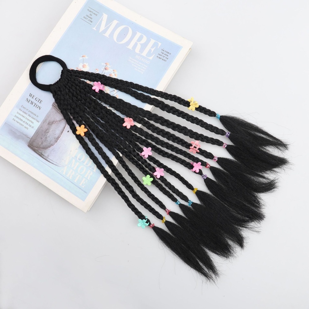 Beads child braid horsetail weave hair accessories